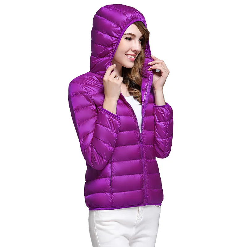 2024 Winter Ultralight Padded Puffer Jackets For Women Short Parka With Hood Female Outdoor Warm Lightweight Outwear