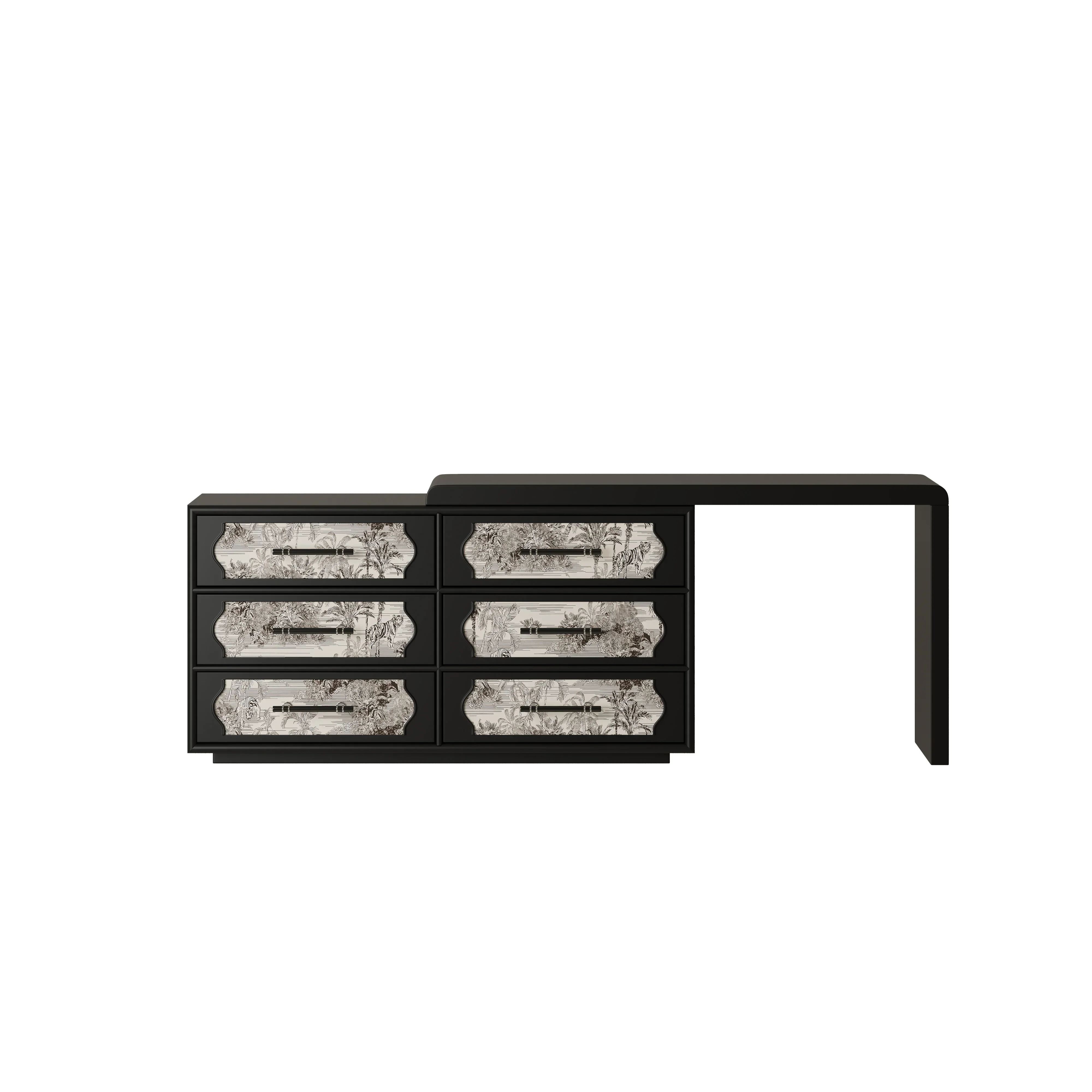 Retro pattern dresser living room bedroom bedside dressing table premium black storage