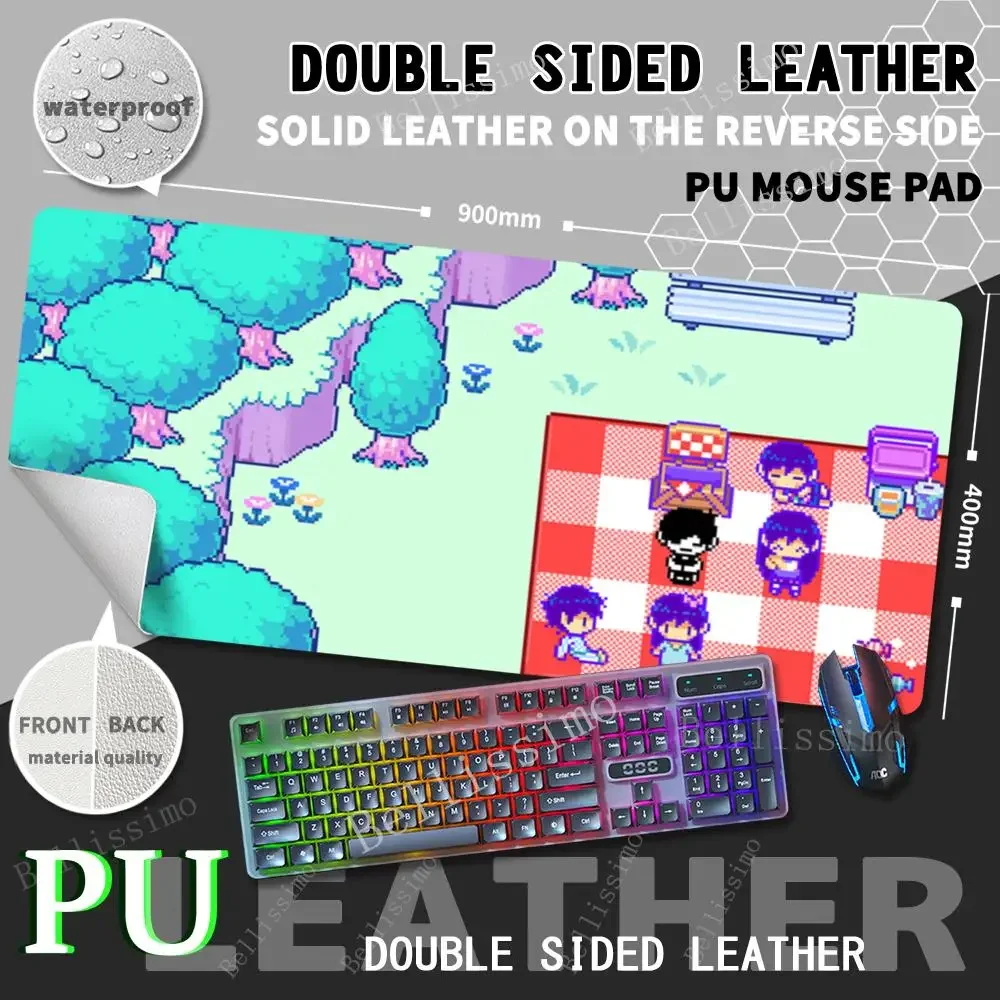 

O_omori Mouse Pad Pu Leather Mousepad Anime Game High Definition Printing Keyboard Mat Kawaii Cute Deskmat Large Extended Pad