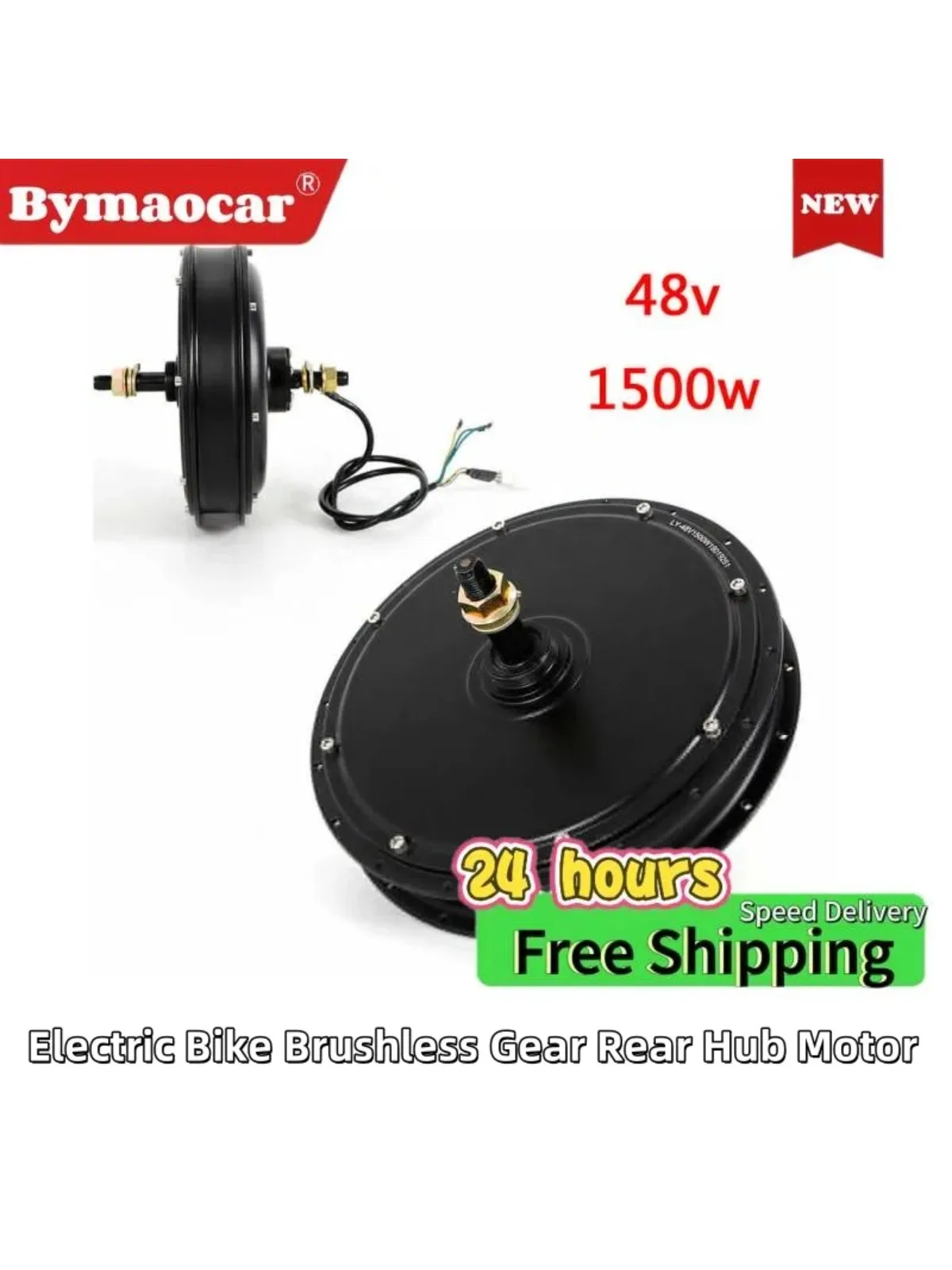 

Electric Bike Hub Motor 1500W 48V Electric Bike Brushless Gear Rear Hub Motor Wheel E-Bike Gearless Conversion Kit for 20-28"