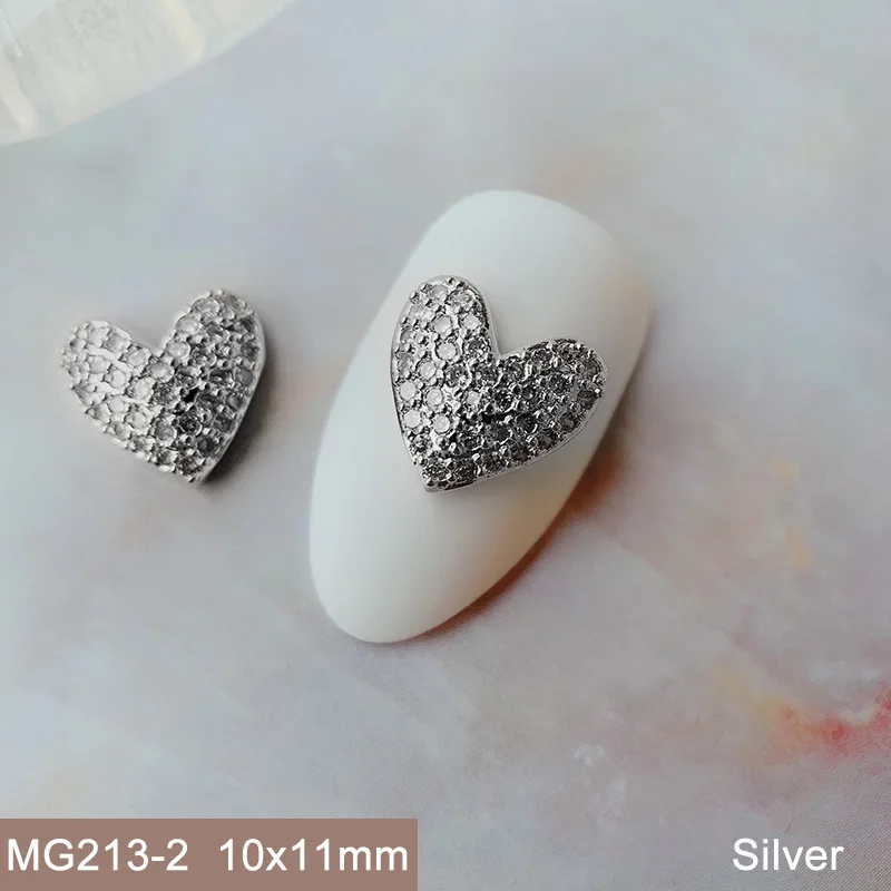 10pcs MG213 Valentine's Day Love Heart Zircon Nail Art Crystals Jewelry Rhinestone Nails Accessories Supplies Decorations Charms