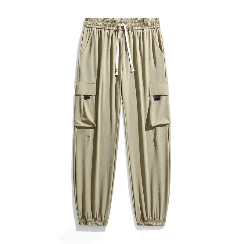 

Summer Ice Silk Overalls Men's Sports and Leisure Couples The Same Fashion Quick-drying Thin Closed Long Pants