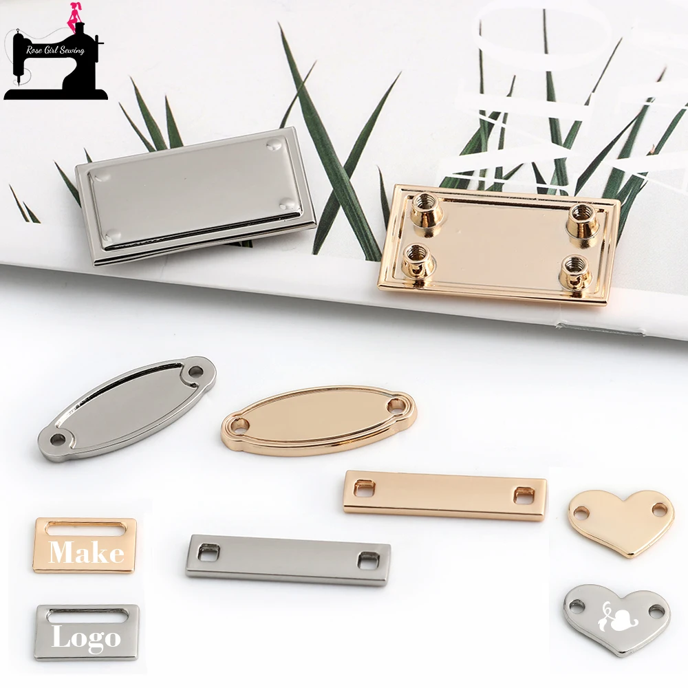 

50 шт. различные формы на заказ, металлическая этикетка для сумки для декоративной сумки, одежды, плоская кепка, кошелек, марка, не отвернимается, цветные бирки