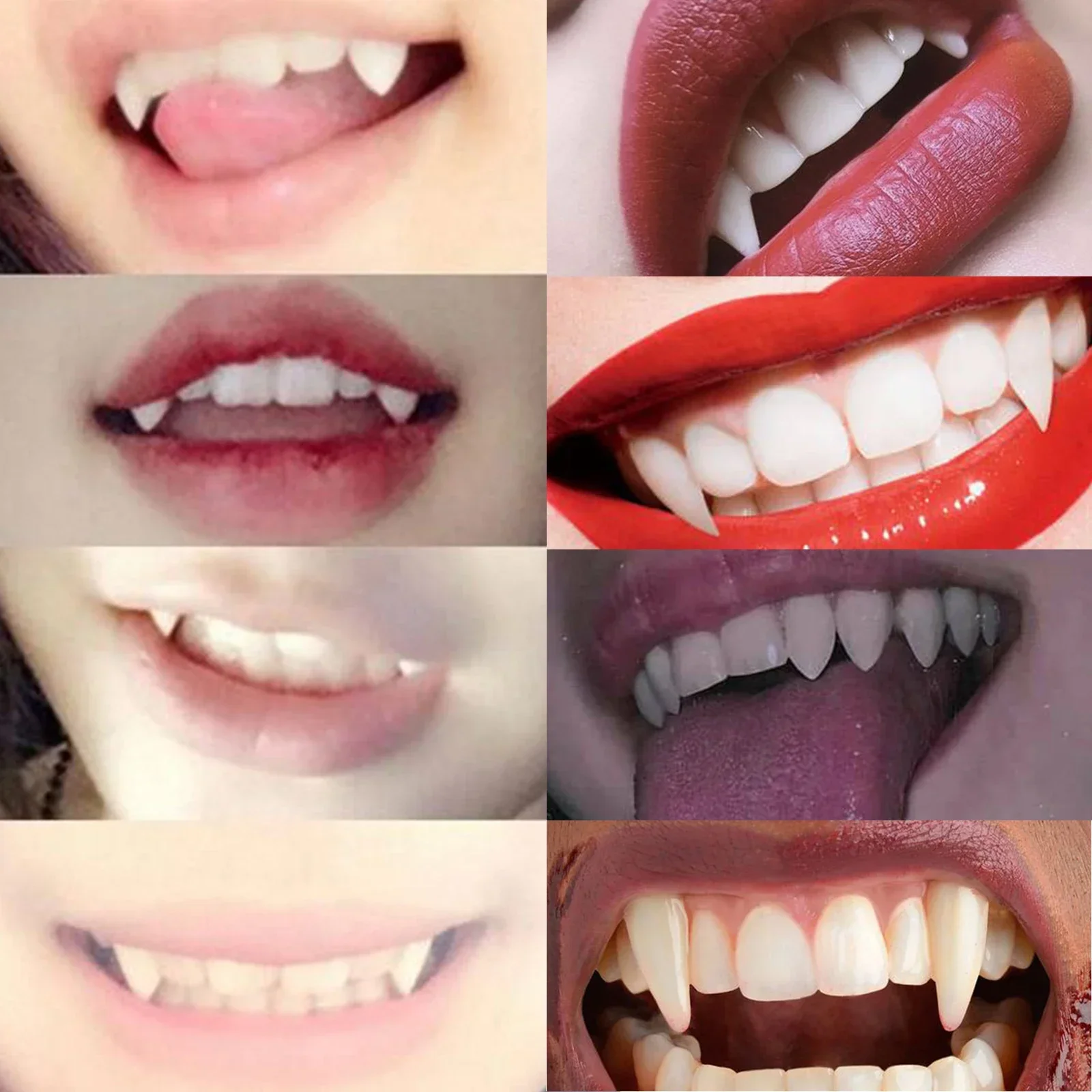 5Pairs Halloween Vampire Teeth Fangs Dentures Prop Party Costume DIY Cosplay Props Decor False Teeth Resin Fangs With Solid Glue