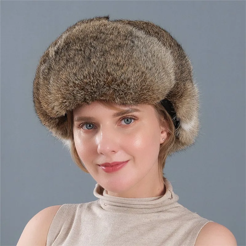 

Woolen hats men's and women's leather thickened warm cotton outdoor sports skiing cold-proof