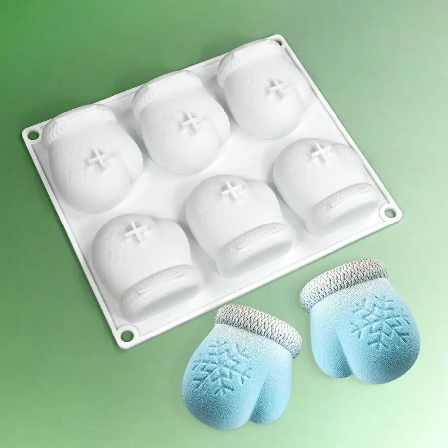 6-Cavity Mitten Silicone Mold For Cake Chocolate Mousse Soap Candle Gypsum DIY Baking Dessert Handmade Craft Mould Tool