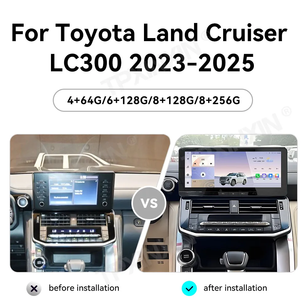 Touch Screen Car Radio For Toyota Land Cruiser LC300 2023-2025 Android GPS Automotive Multimedia Auto Radio Stereo Receiver