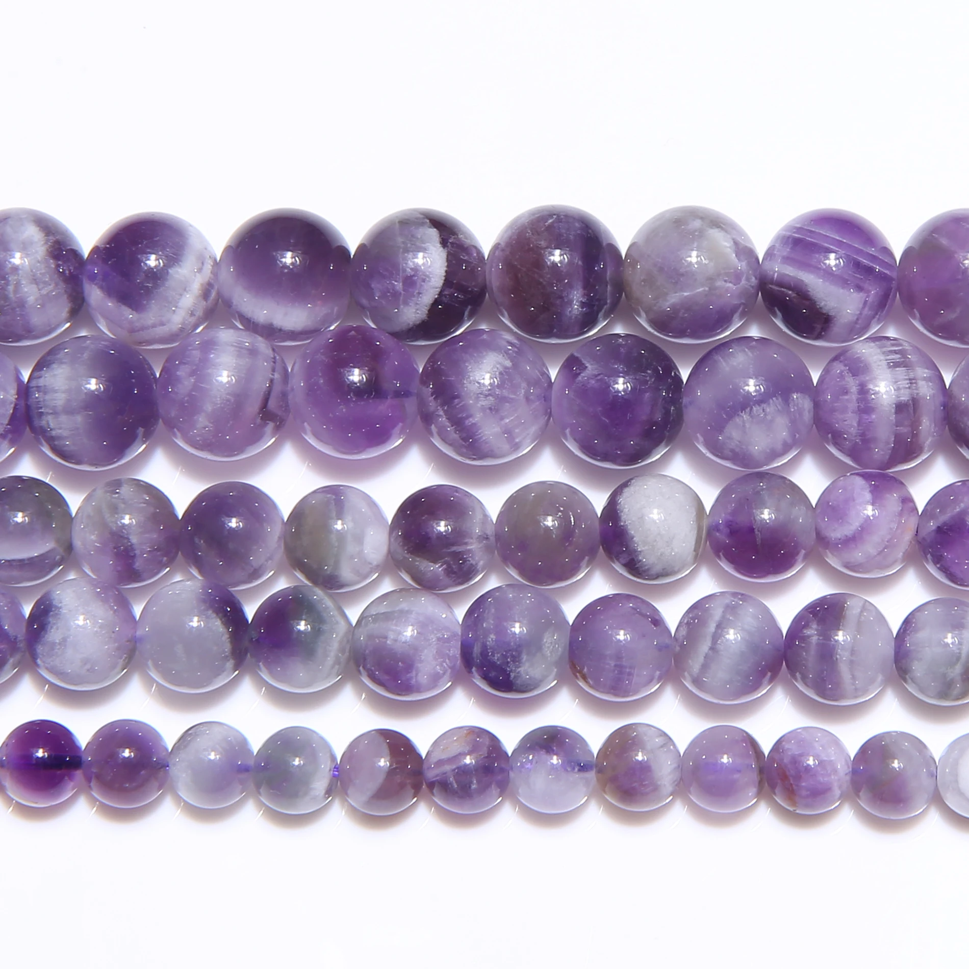 Natural Stone Dream Lace Color Purple Amethyst Crystals Round Loose Beads 15\