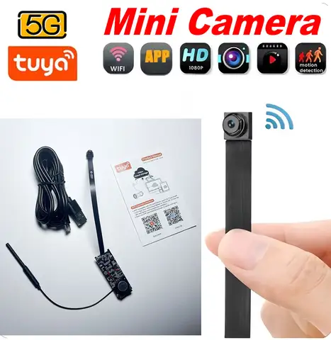 Tuya Mini wifi Pcb Camera Wide angle 2.1mm 3MP Indoor Onvif Built-in Audio TF Card Slot IPC  Smart Security TUYA APP Cam