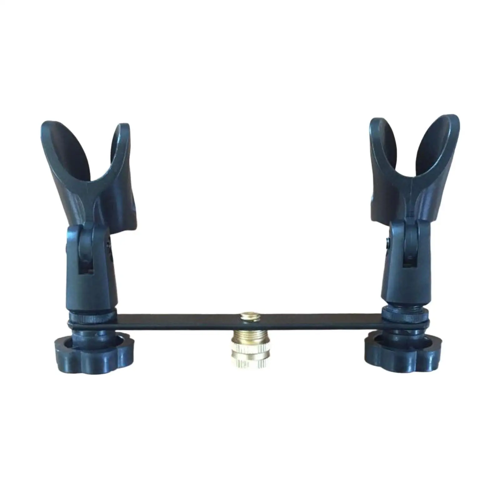 Two Microphones Clips for Studio Recording 1 to 2 Universal Sturdy Support Non Slip 180° Adjustable Microphone Clamp Holder