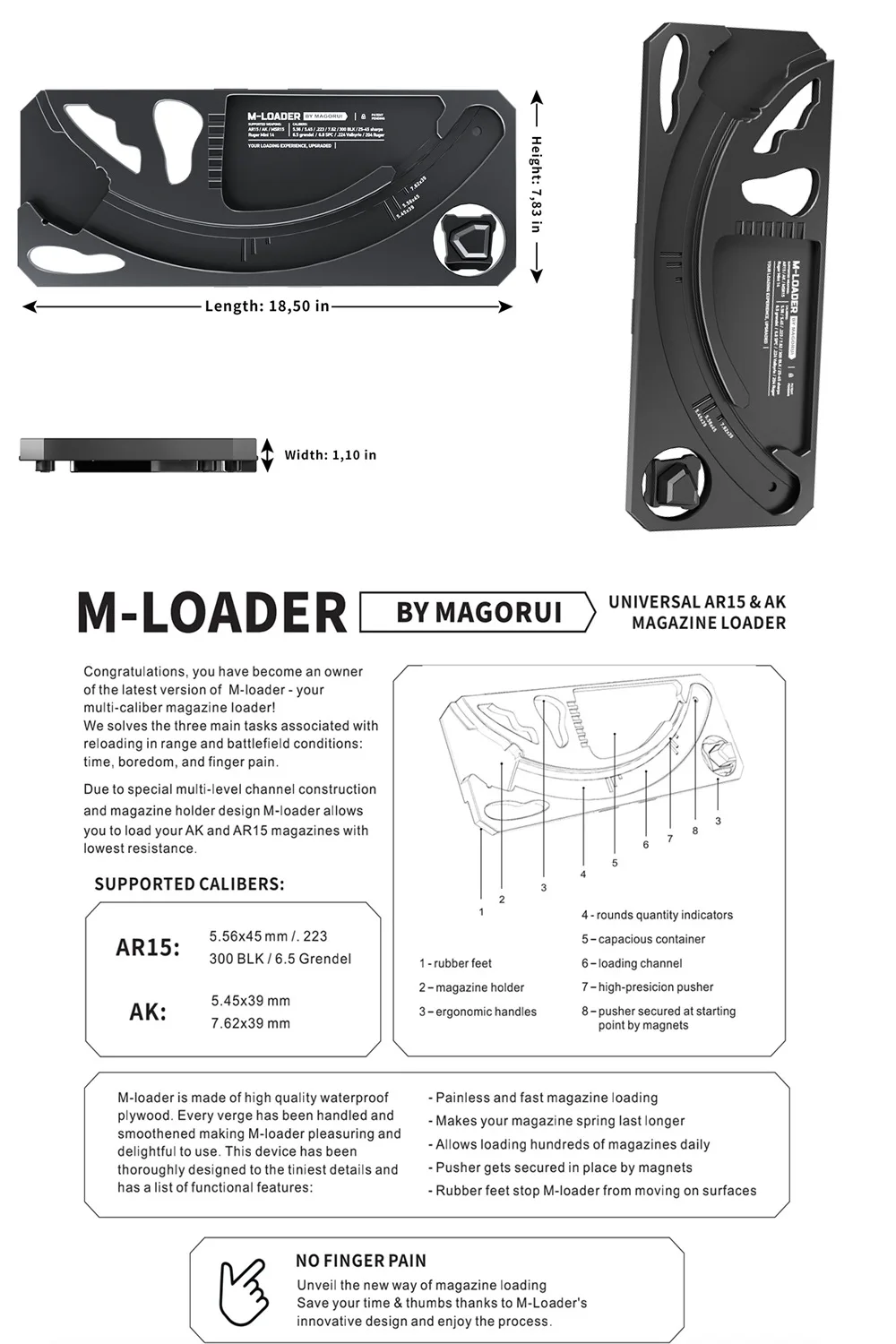 Universal Bullet Magazine Magazine, Quick Filling, Suitable for AR15, AK, AR15 357 AK 47 5.56 7.62 M4