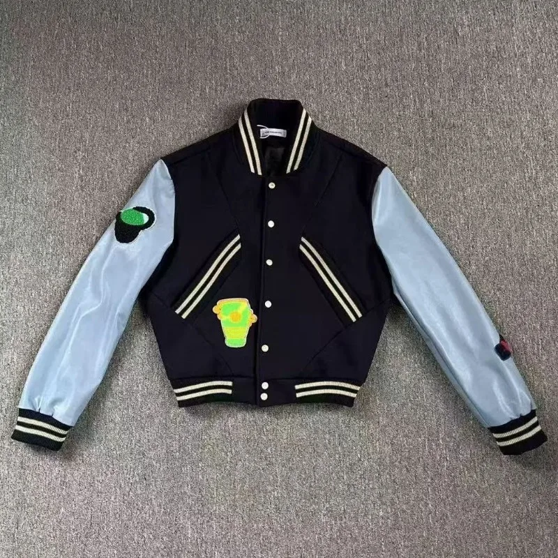 

Уличная куртка-бомбер, женская куртка-бомбер с вышитыми рукавами из искусственной кожи, весенне-осенние университетские куртки, мужская бейсбольная форма, женская одежда