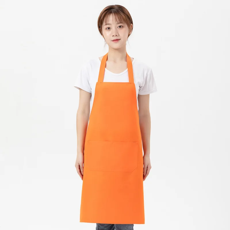 Custom Design Brand Logo Black Unisex Waiter Cooking Restaurant Pocket Printing Adjustable Hanging Neck Men Aprons for Woman