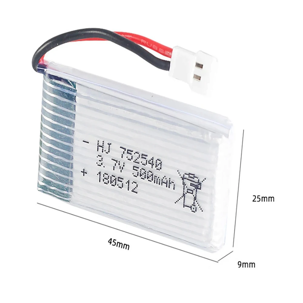 H31 Battery 752540 3.7V 500mAh Rechargeable Lipo Battery For H107 H31 KY101 E33C E33 RC Drone Spare Parts 3.7V Battery