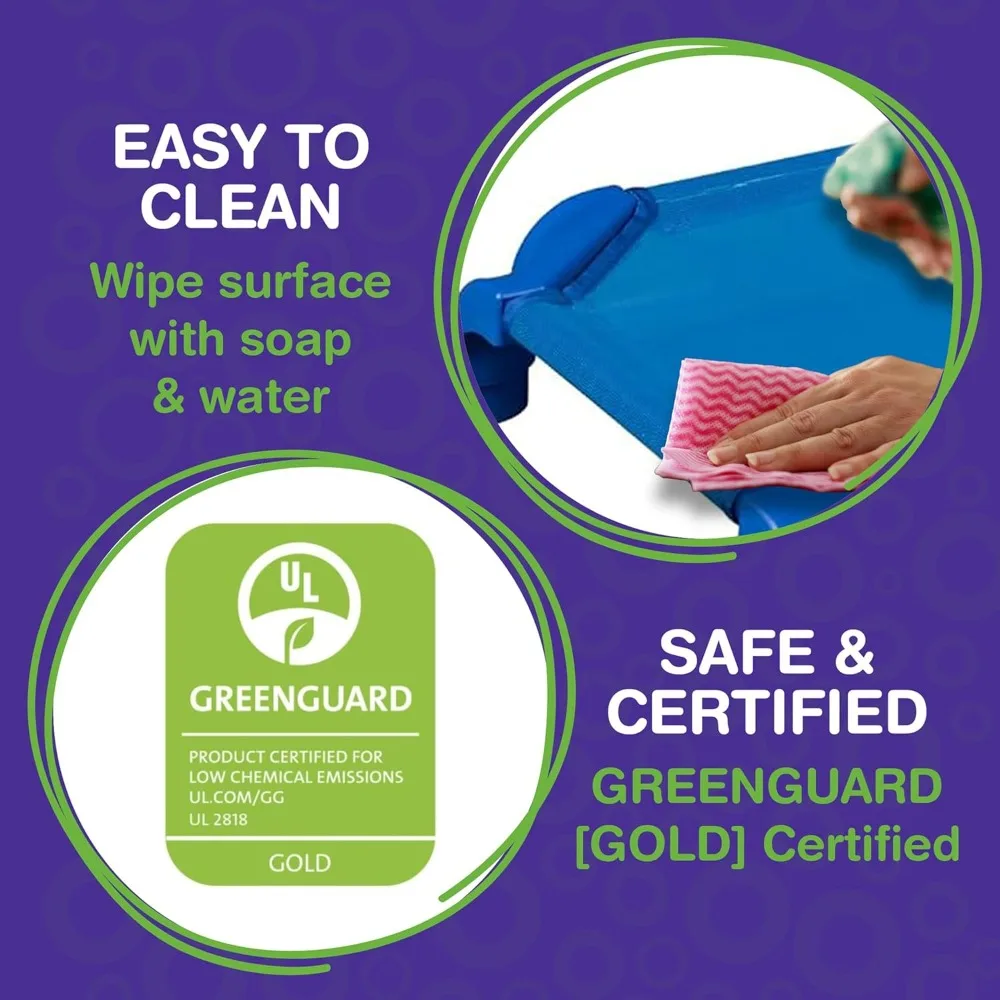 Lits standard empilables durables de 52 litres pour garderie, idéaux pour une utilisation en classe préscolaire