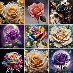 Flowers Rose Printed Canvas Cross Stitch Complete Kit DIY Embroidery Painting Handmade Sewing Needlework Wholesale Jewelry Sales