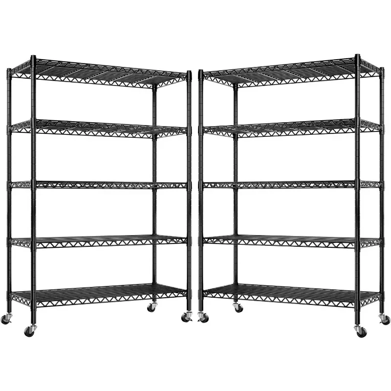 For Wire Shelving Rack 5-Tier Metal Shelving Unit Loads 1780LBS Adjustable Garage Shelving Heavy Duty Storage Shelves