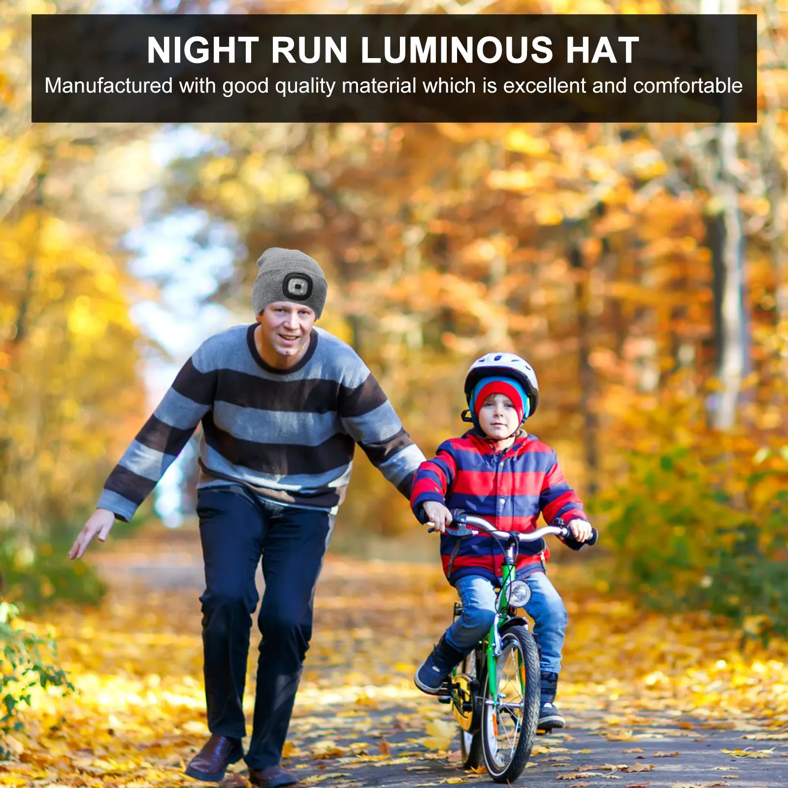 

LED Light Hat Hats Lamp Acrylic Beanie with Lights Night Run Headband Rechargeable