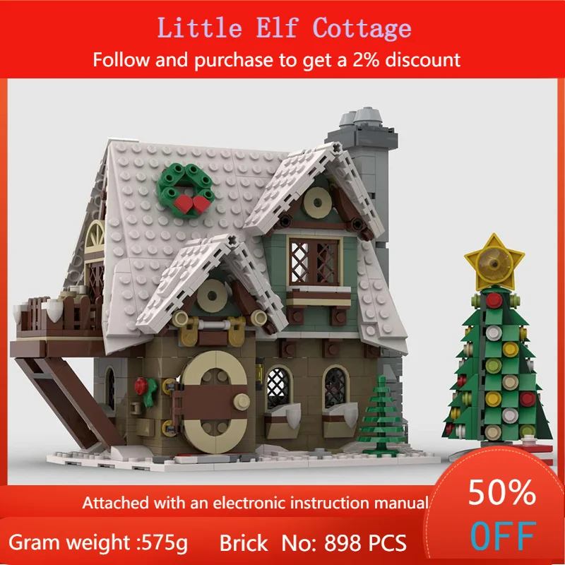 

Модель строительного блока, дом эльфа 898, детали MOC, строительный набор для мальчиков, взрослых, детей, рождественские креативные идеи подарков