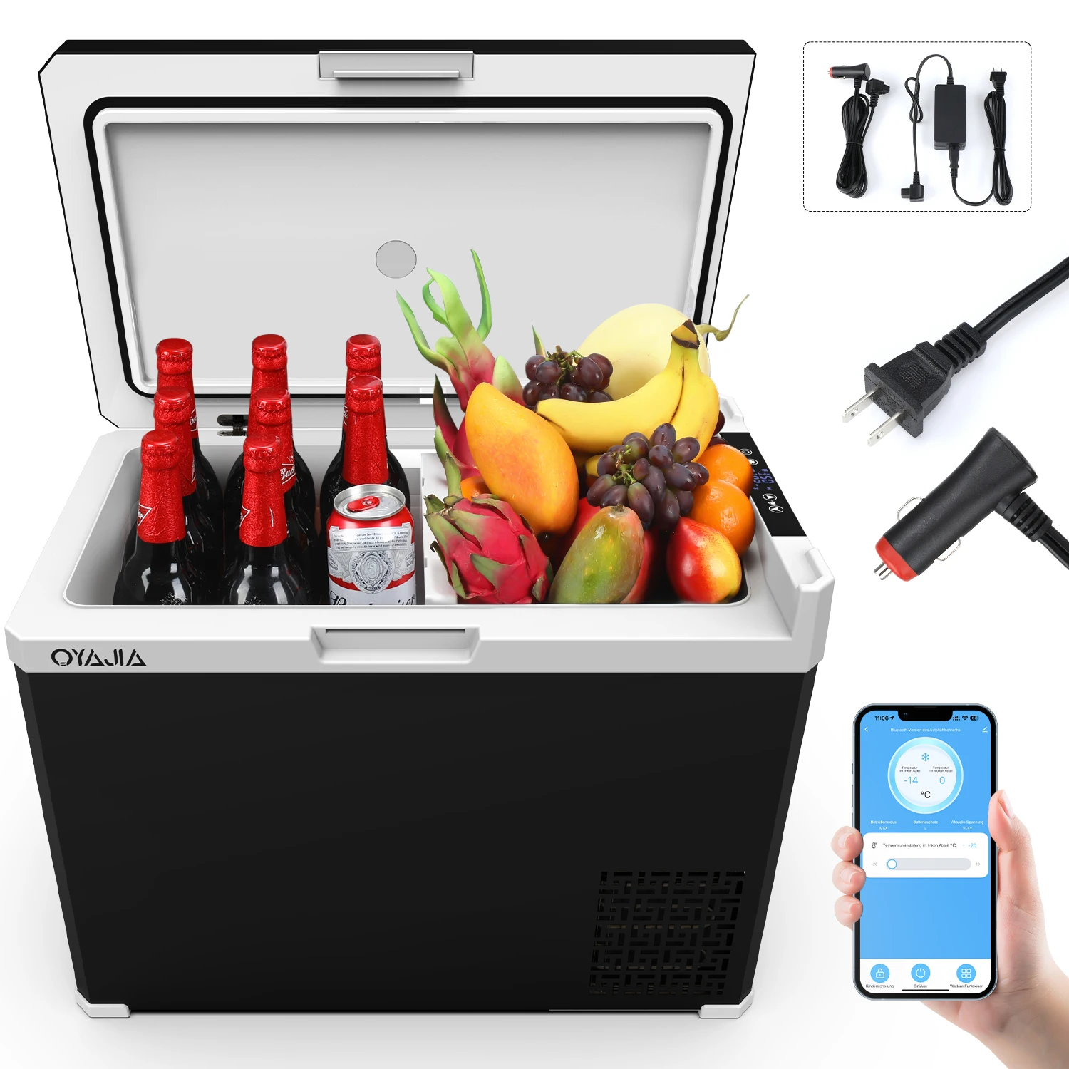 12/24 Volt Koelkast, 40L 50L Elektrische Koelbox, Draagbare Vriezer 12V/24V DC 100-240V AC, 12V Koelkast -20°C ℃ ~20 ℃ 12V koelbox voor reizen, kamperen, vrachtwagens en boten