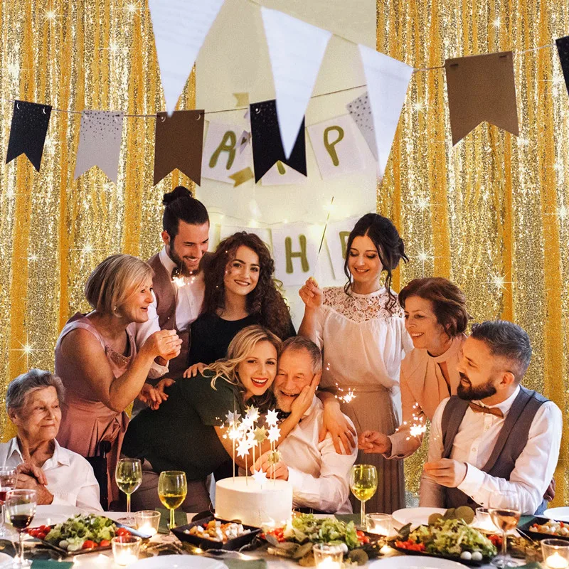 Gold Sequin Backdrop Curtains, Rectangular Sequin Tablecloth,for Party Wedding Birthday Sequence Backdrop Stage Decorations