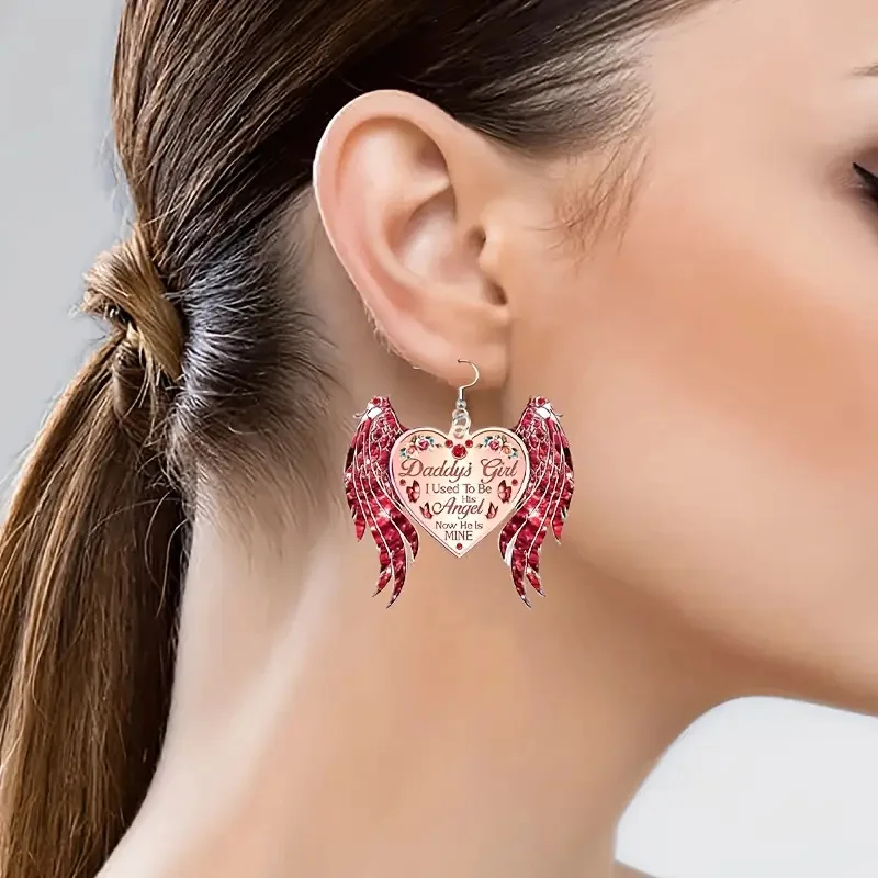 Fashion jewelry Valentine's Day Love Wings Acrylic Earrings Crystal from Austrian for Woman New Romantic Holiday Gifts