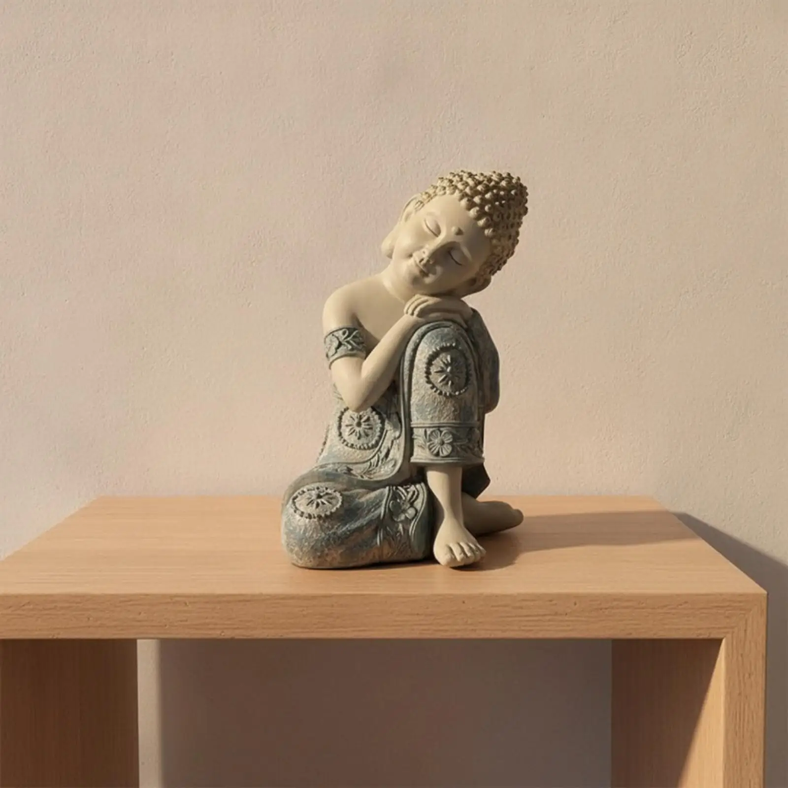 Serene Buddha Statue for Patio Decor Handmade Resin Figurine for Mindfulness Space