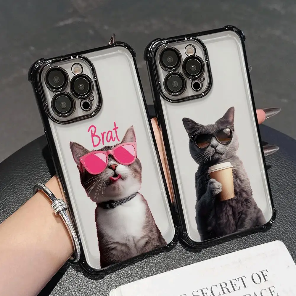 Cartoon Cat Phone Cover Case for Apple iPhone 17 Pro Max 16 Pro 16e 15 14 13 12 Plus 11 Air