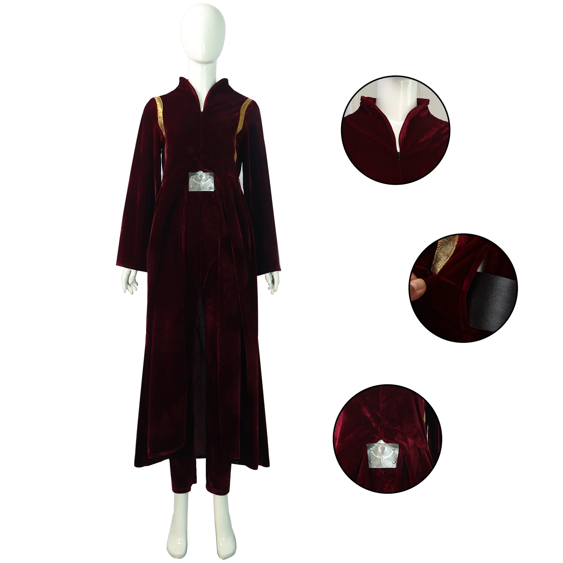 Disfraz de Reina Medieval para Mujer, Túnica de Terciopelo con Cinturón con Adornos Dorados para Halloween, Carnaval, Cosplay, Fiesta