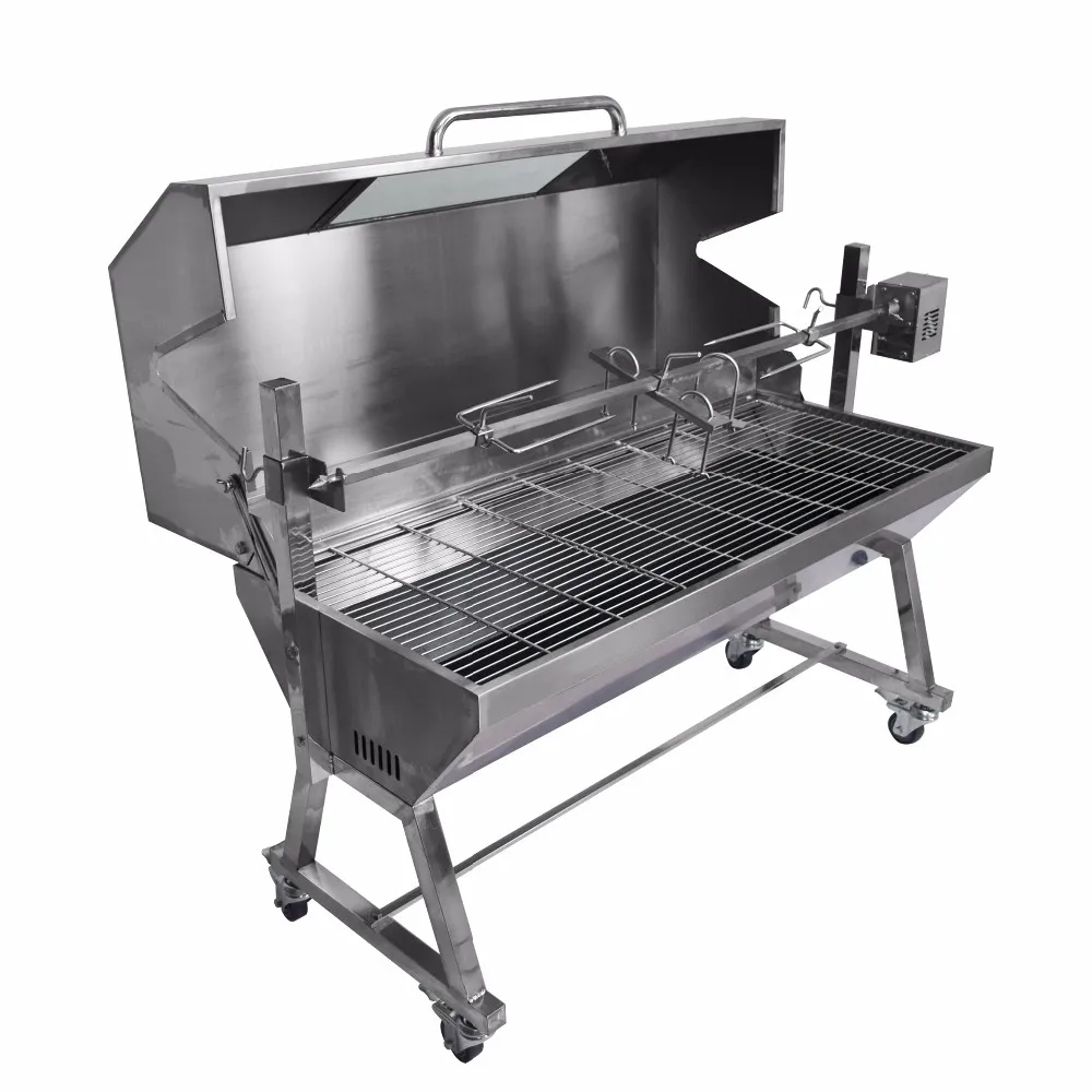 2026-Double Location BBQ Spit Roaster 2 Spit Grill Pig 2 Spit Roaster