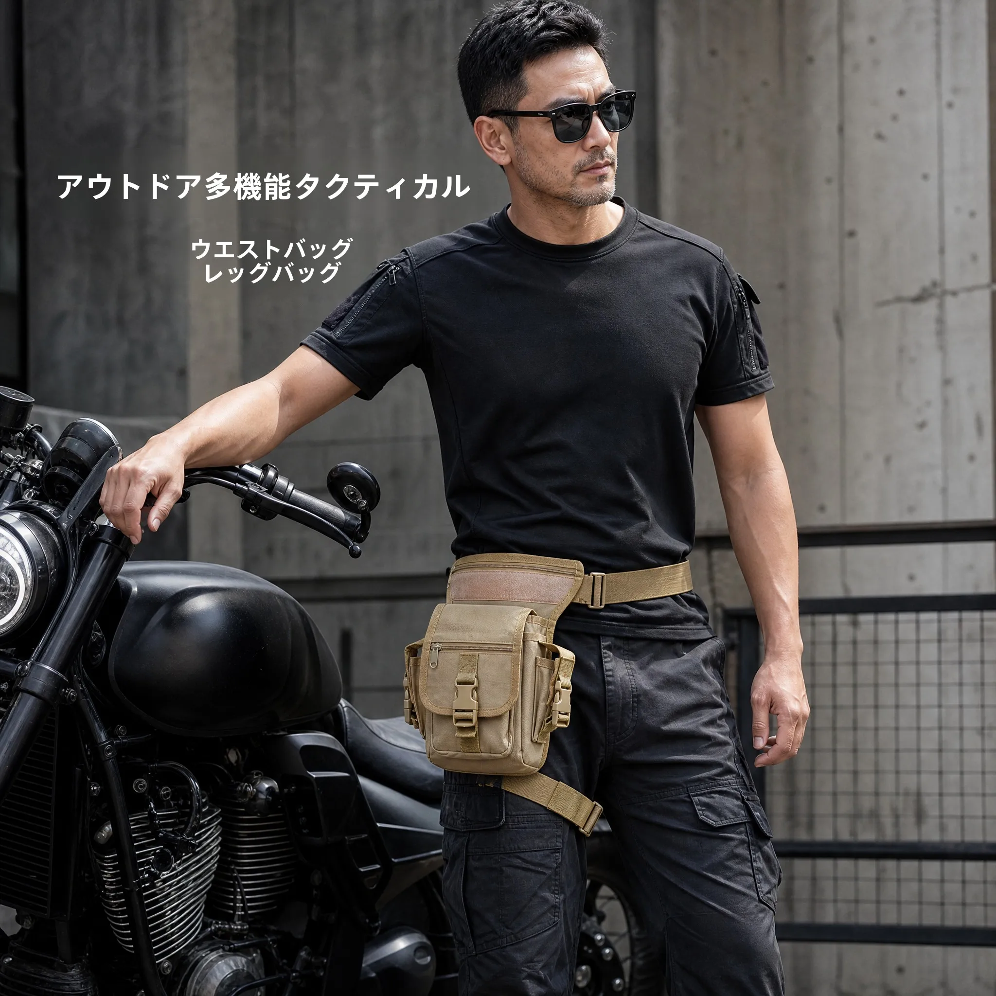 戦術的なウエストバッグレッグバッグメンズ多機能アウトドアスポーツキャンバスライディング防水オートバイルアーバインディングバッグ