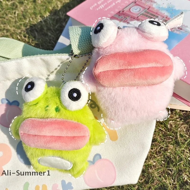 【E】Cofo salsicha boca sapo chaveiro dos desenhos animados boneca de pelúcia pingente casal chaveiro mochila encantos saco de carro decoração presente de natal