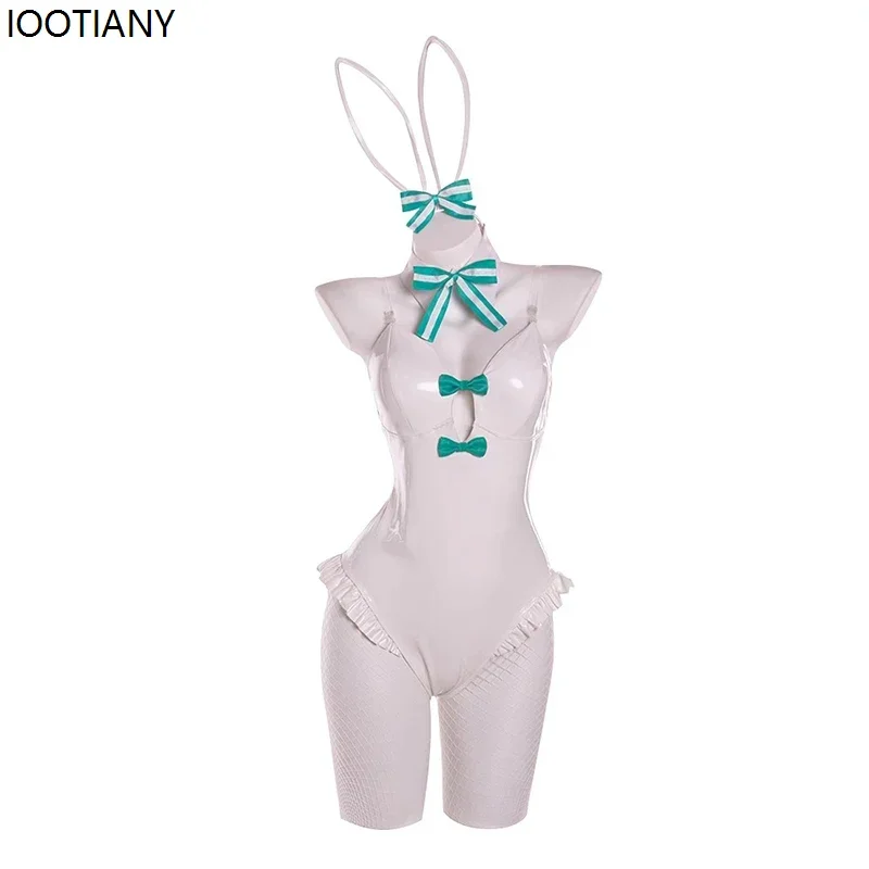 

CosplayNew Style Ladies Bunny Girl Costume Women Elastic Leather Fabric Sexy Cosplay Animes Bunny Suit White Green Jumpsuits Sui