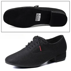 Fashion Men Standard Dance Shoes Ballroom Shoe Breathable Mesh Low-heel Practice Competition Men Modern Dancing Dance Sport Shoe