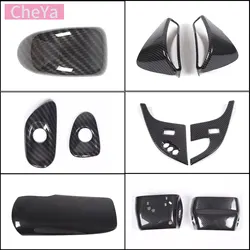 cheya ABS Carbon Fiber Car Window Glass Lift Center Console Gear Panel Frame Gearbox Head Cover for Chevrolet Corvette C6 05-13