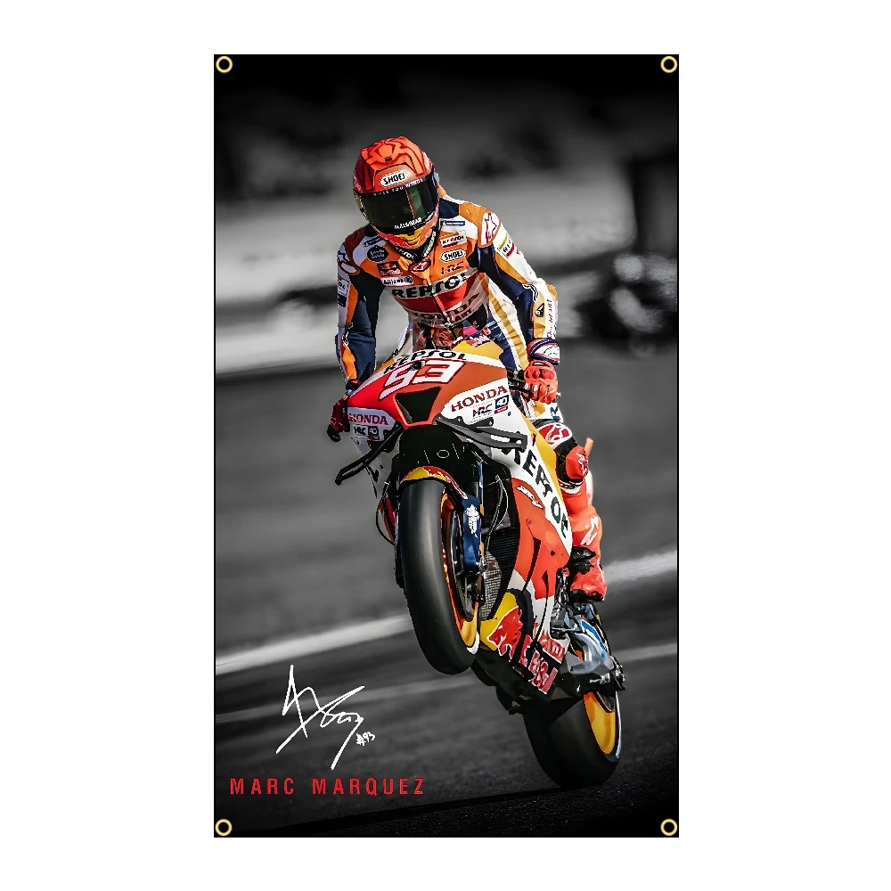 3x5Ft 90x150 سنتيمتر M-Marquez 93 دراجة نارية العلم البوليستر الطباعة راية للمرآب جدار الفن خارج الباب الديكور مع جروميت #6