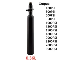 HPA 0.36L 200BAR/3000PSI Air Tank Pressure Regulator Output 160PSI TO 3000PSI Black Aluminum Gas Cylinder For Station Diving