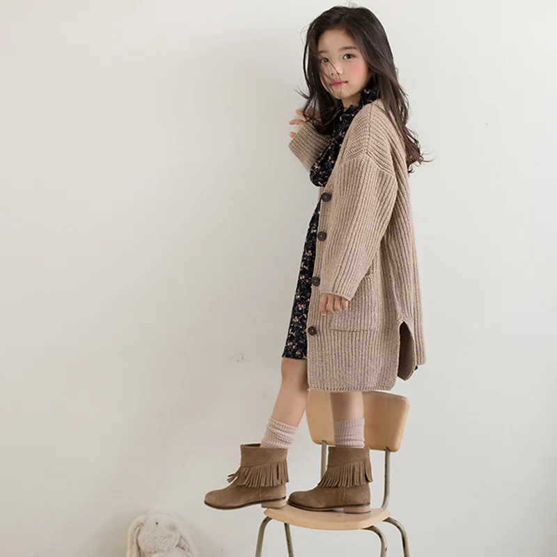 

children clothing girls Knitted coat 11 12 teenager girls long knitting clothes baby girls autumn outerwear winter girls jackets