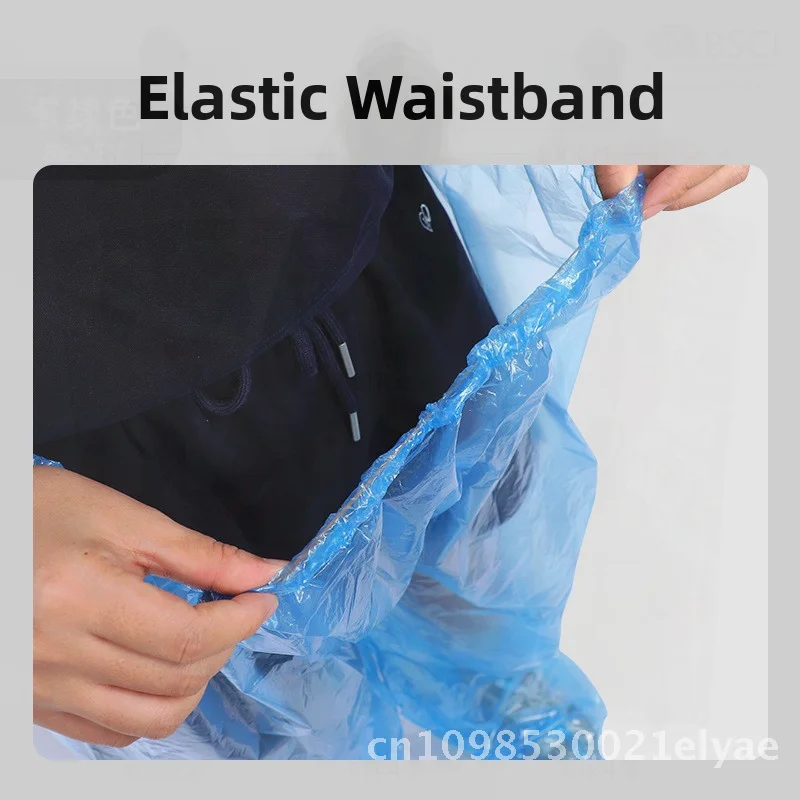 

Disposable Thickened PE Plastic Rain Pants Waterproof Outdoor Foot Bag for Hiking Cycling Travel - White Blue Adult Size
