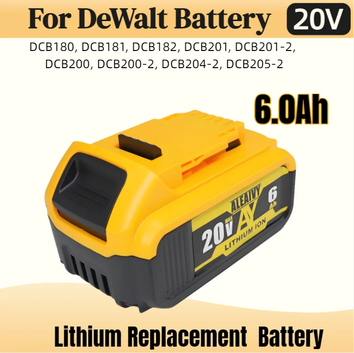 6,0 Ач, 18 В, замена для электроинструментов Dewalt 20 В MAX DCB180 DCB185 DCB184 DCB200 DCB203 DCB181, литий-ионная аккумуляторная батарея 6,0 Ач, 18 В, замена для электроинструментов Dewalt 20 В MAX DCB180 DCB185 DCB184 DCB200 DCB203 DCB181, литий-ионная аккумуляторная батарея
