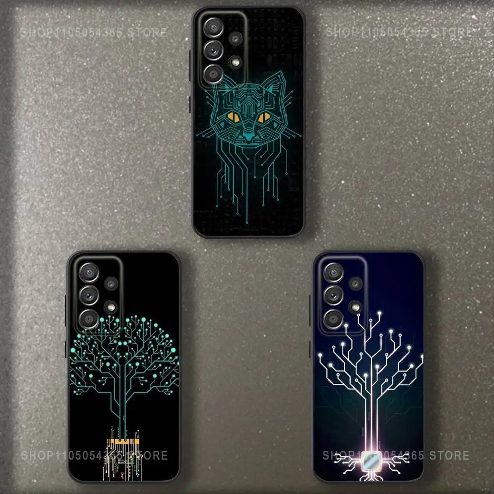 

Art Circuit Board Phone Case For Samsung S 25,24,23,22,30,21,10,9,Ultra,Plus,Lite,FE,4,5 G Soft Black Case