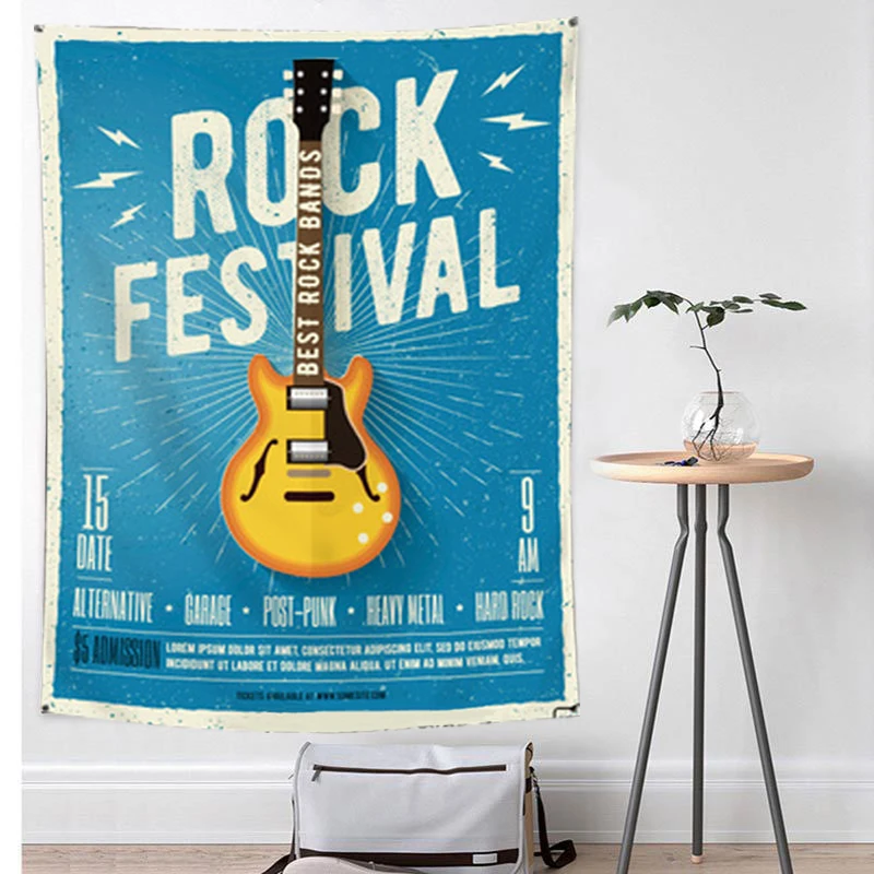 Rock Roll Music Poster Flag Polyester 3*5FT 90*150CM Hang Home Decoration Wall Banner Metope Adornment 4 Grommets Custom
