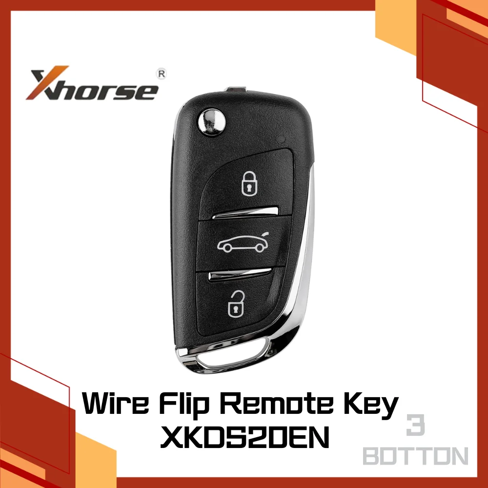 XHORSE Flip Wire Remote Key 2nd Generation 3 Buttons XKDS20EN Car Key Fob Replacement Compatible with KEYTOOL PLUS/MAX PRO/MINI