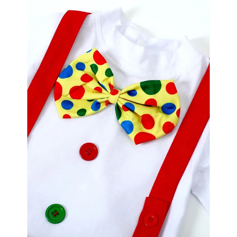 Sky01 Baby Clown Kostüm Karneval Purim Jungen Mädchen Zirkus Overall Kleinkind Halloween Cosplay Outfit Sets mit HutWd01@