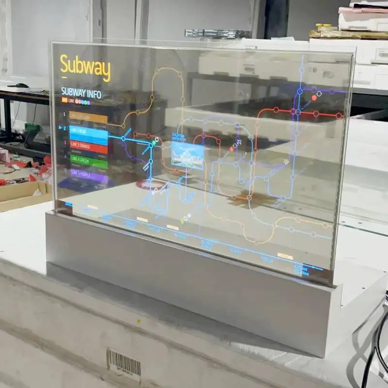 55 Inch Transparent OLED Touchscreen Advertising Player, Adjustable Stand for Indoor Mall, AliExpress