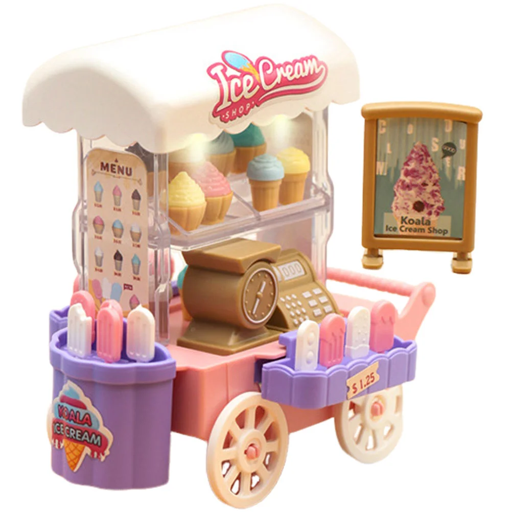 10pcs Kids Pretend Ice Cream Truck Playset Imaginative Kitchen Role Playing Toy Compact Role Playing Set for Boys Girls Party