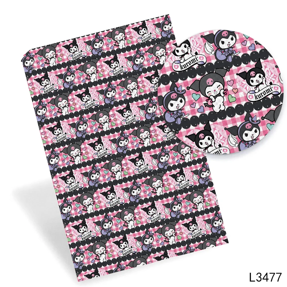 

136*30CM Printed Sanrio Faux Leather Roll PU Bows Fabric for Hairbows Decoration Crafts