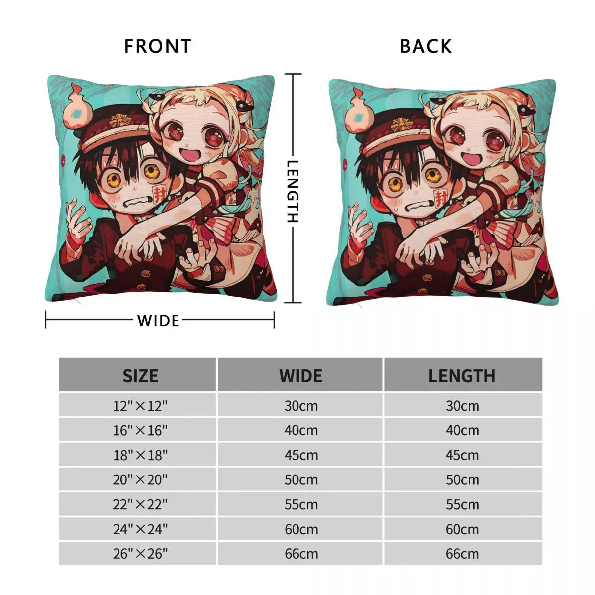 Anine Toilet Bound Hanako Kun Square Pillowcase Cushion Cover Pillow Case Throw Pillow Cover for Home Bedroom Car