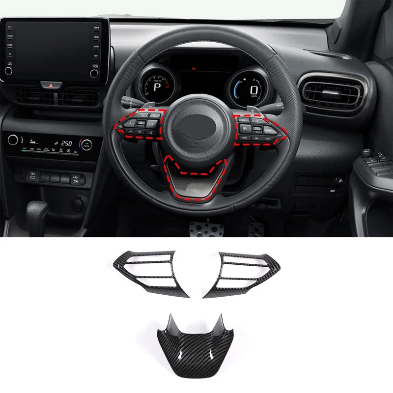 

For Toyota Yaris cross ABS carbon fiber car styling car steering wheel decorative sticker interior protection accessories 3Pcs