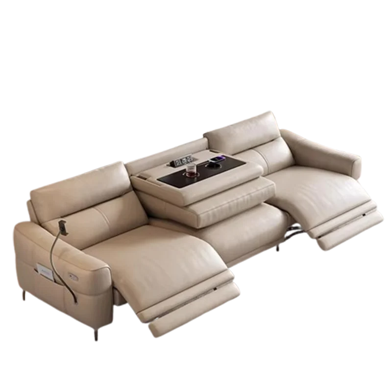 Aesthetic White Living Room Sofas Sleeping Real Soft Modern Leather Sofa Lounge Lazy Luxury Couch Wohnzimmer Furniture For Home